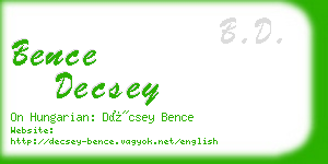 bence decsey business card